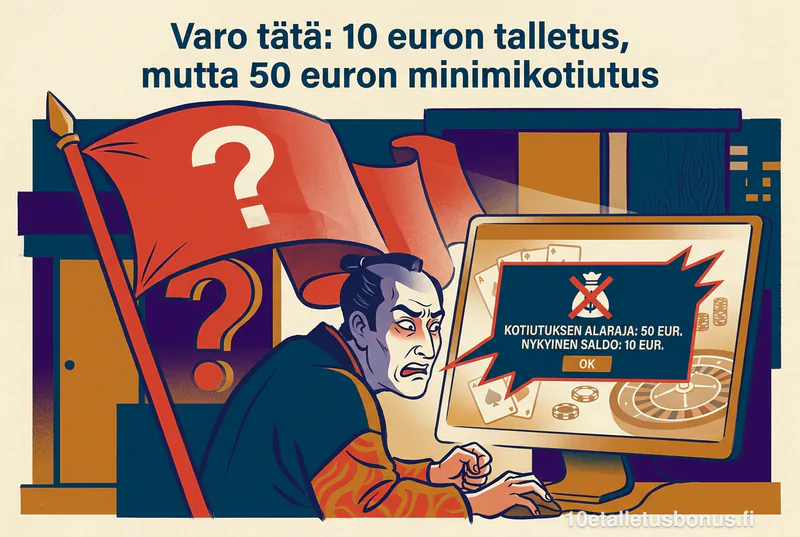 Varo tätä: 10 euron talletus, mutta 50 euron minimikotiutus